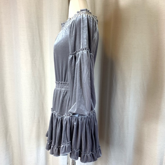 MISA Los Angeles Gray Velvet Offthe Shoulder Dress - Picture 3 of 16